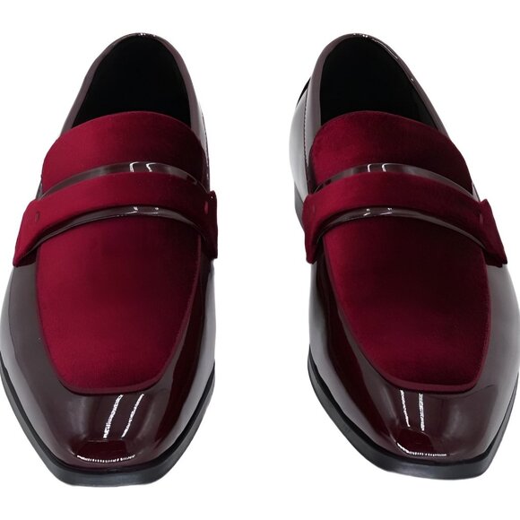 Stacy Adams Men\'s Spratley Moc Toe Saddle Loafers Burgundy US 10 Wide